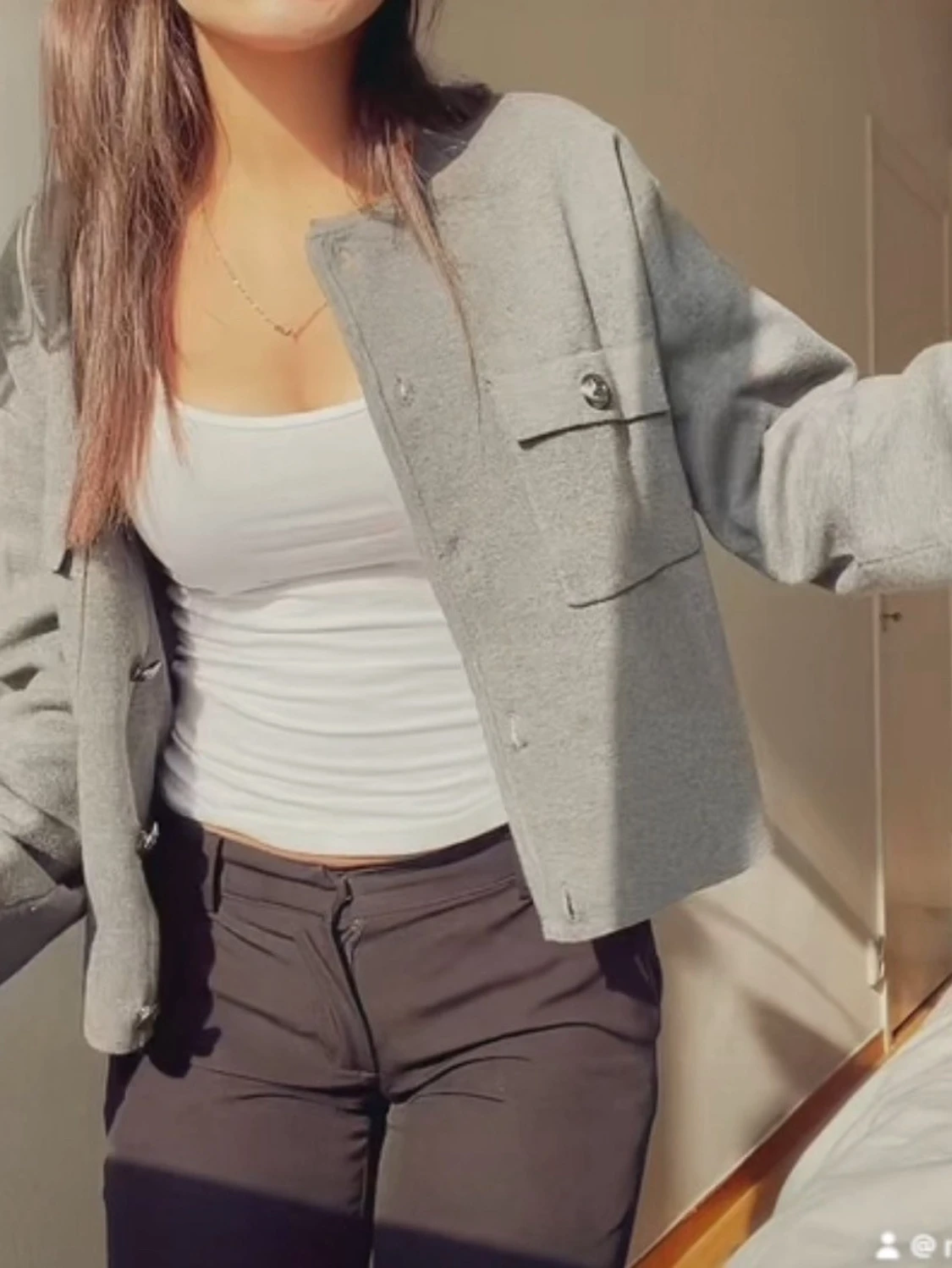 Grå overshirt med fickor - 2