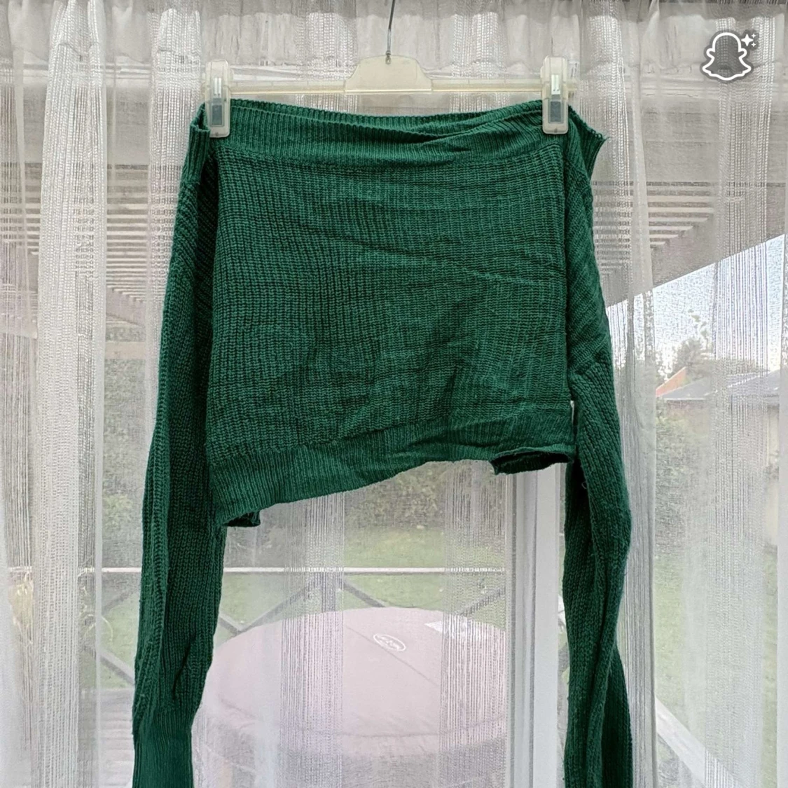 Grön croppad offshoulder topp Gina Tricot - 1