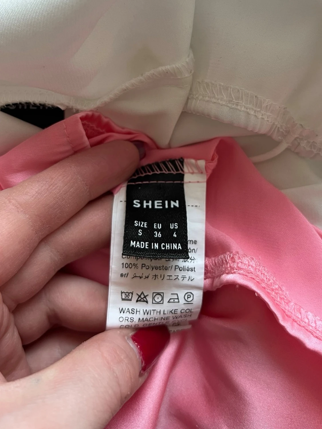 2st linnen i satin i rosa och vitt, storlek S - 5