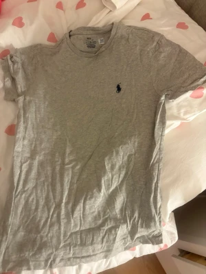 Grå t-shirt från Polo Ralph Lauren - Säljer en grå t-shirt från Polo Ralph Lauren i modellen Custom Slim fit. Köpt för ny för 500 kr och säljer för 350. Pris kan sänkas