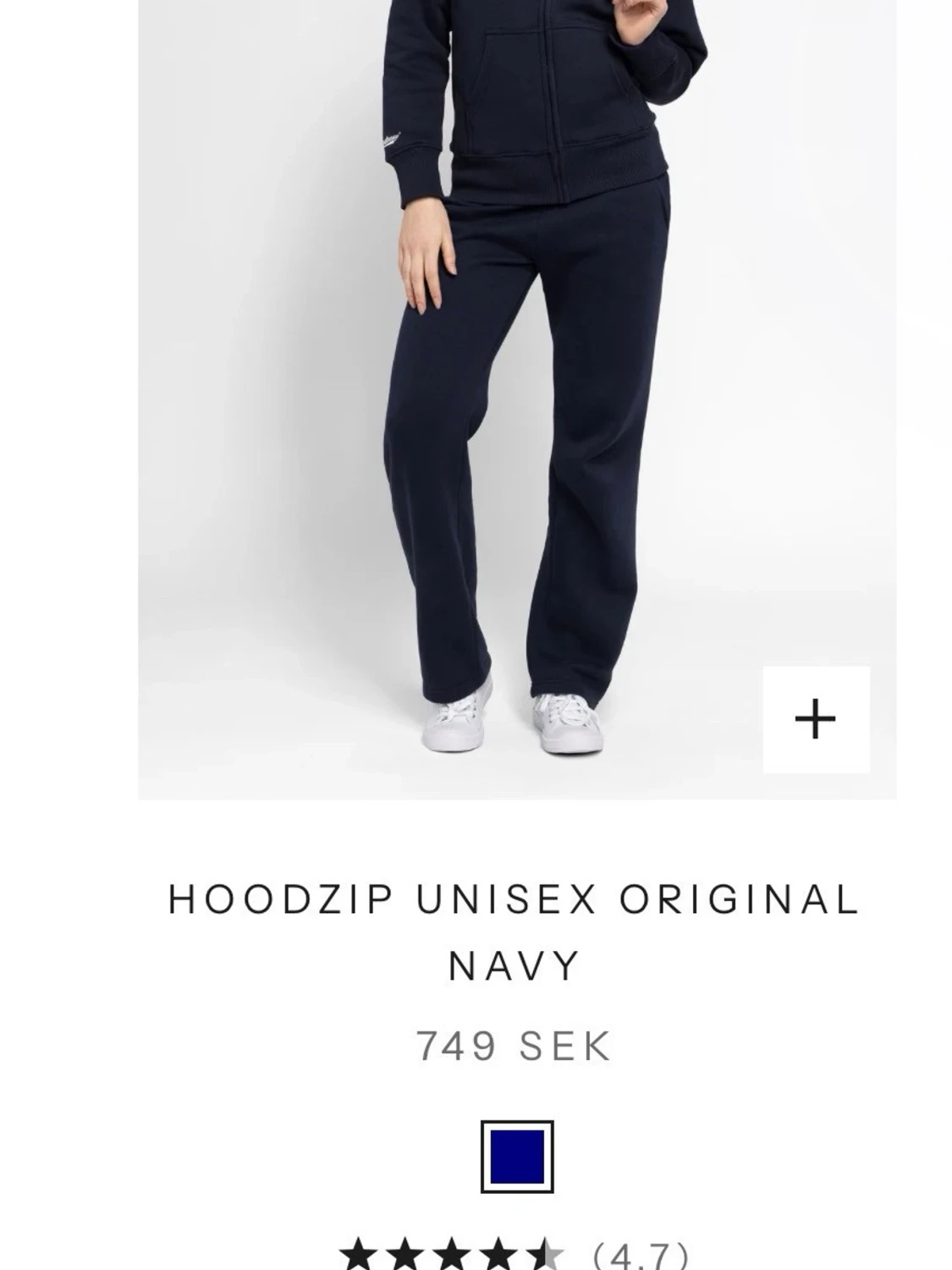 Marinblå zip hoodie unisex