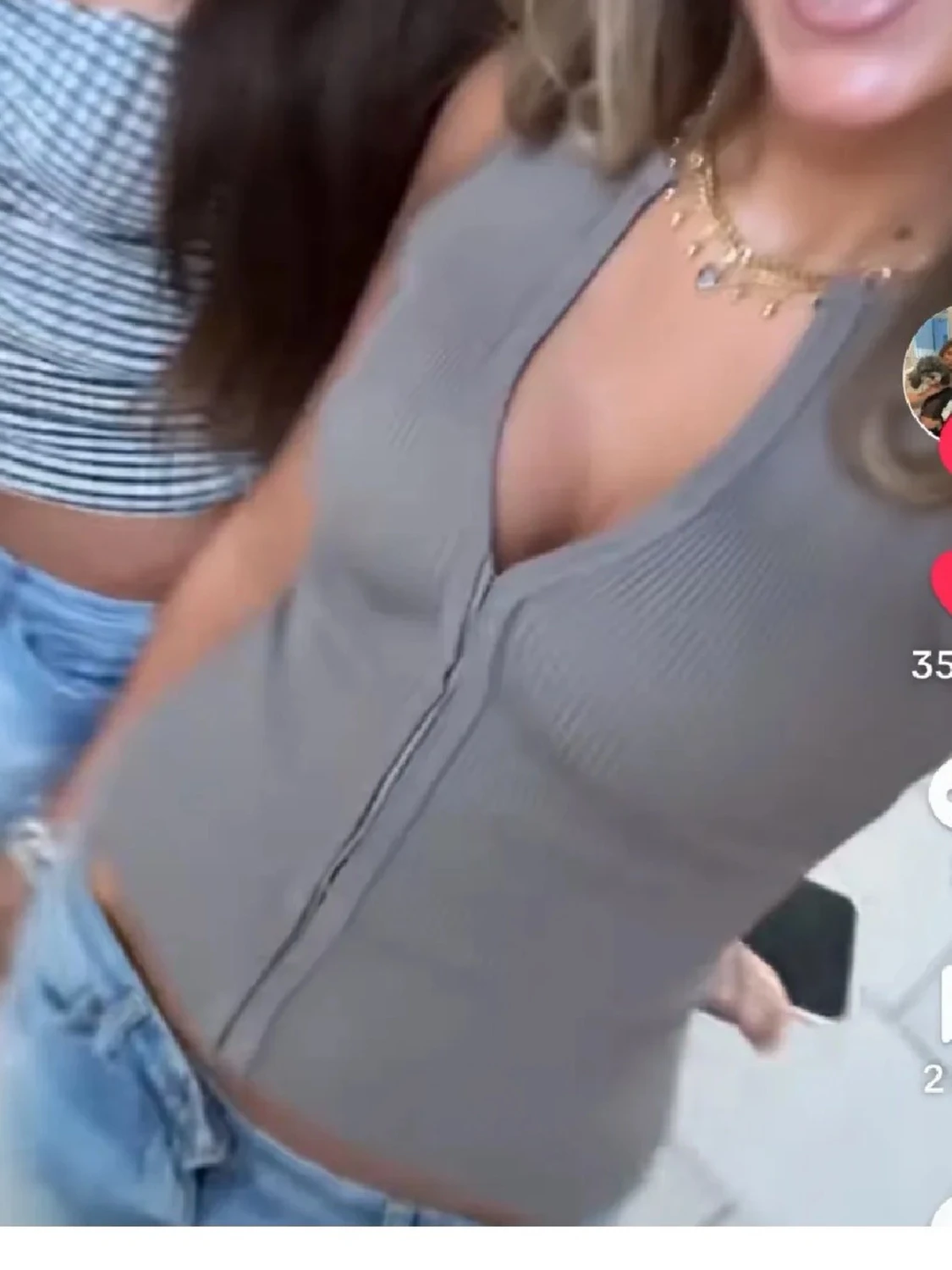 Beige/ grå ribbad croppad topp💖💖