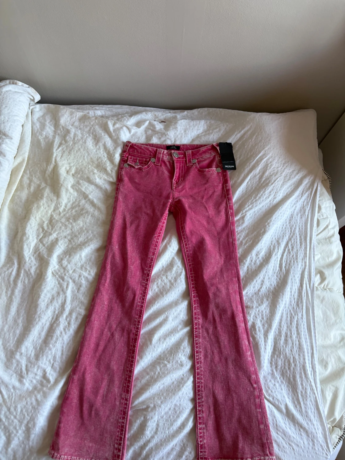 True Religion rosa jeans med kontrastsömmar - 2