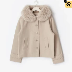 Beige kort kappa med päls - Snygg beige kort kappa med fuskpäls krage och luva.  Jackan är från Gina tricot Young 14+ i storlek M, men passar bättre på S😇 Aldrig använd, nypris 500kr