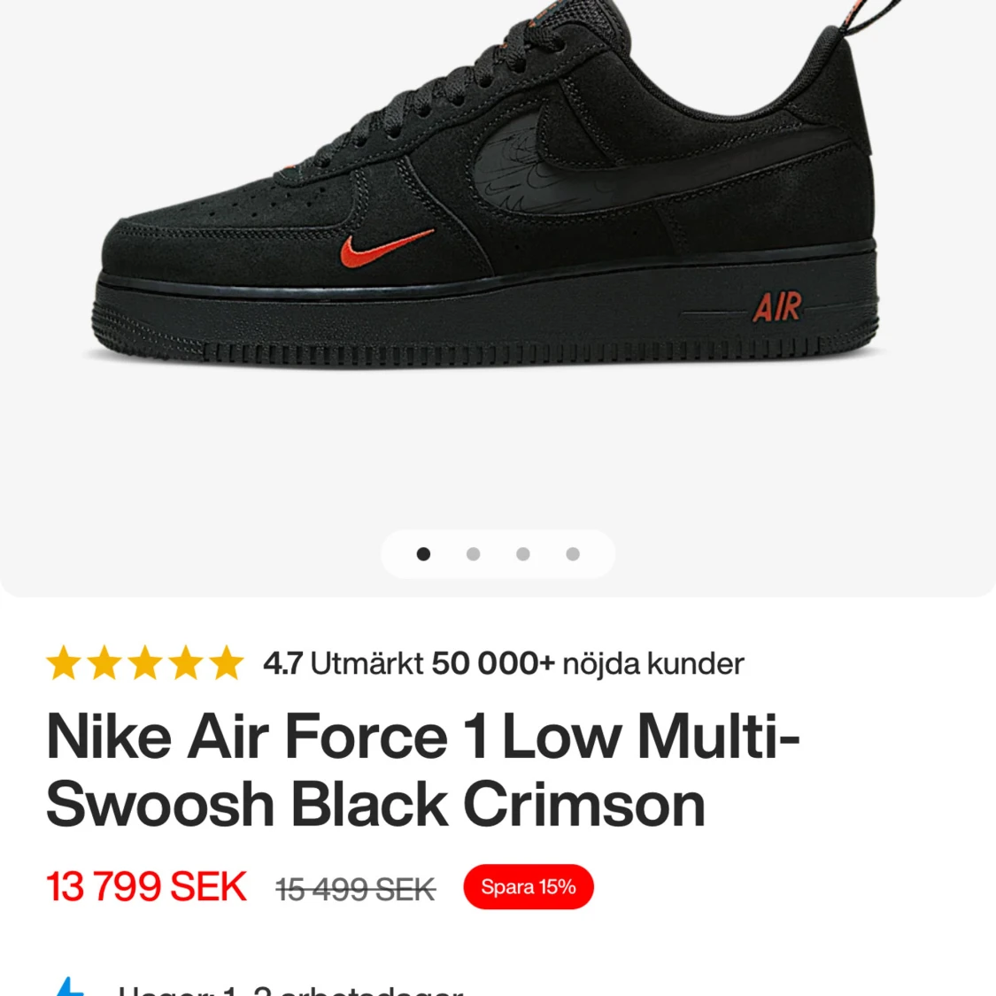 Nike Air Force 1 Low Multi-Swoosh Black Crimson - 4