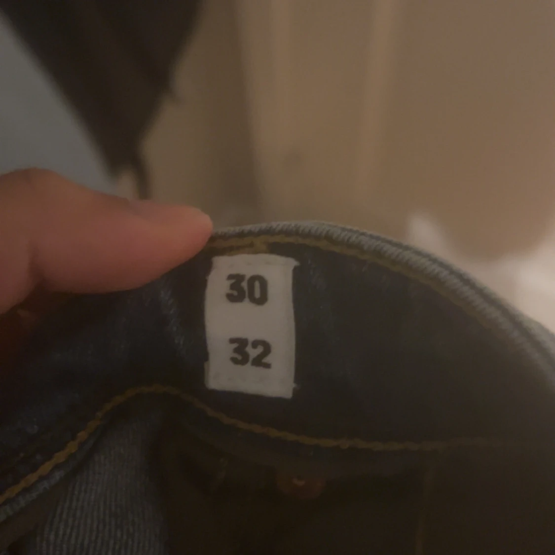 Blå slitna skinny jeans 30/32 - 2