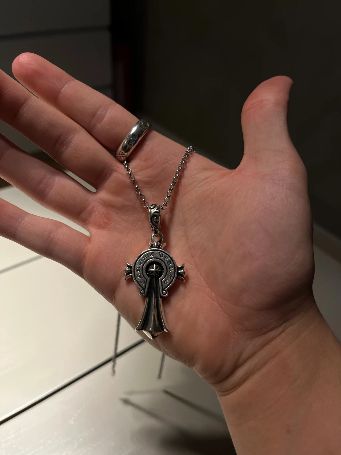 Silver Chrome Hearts halsband - 5