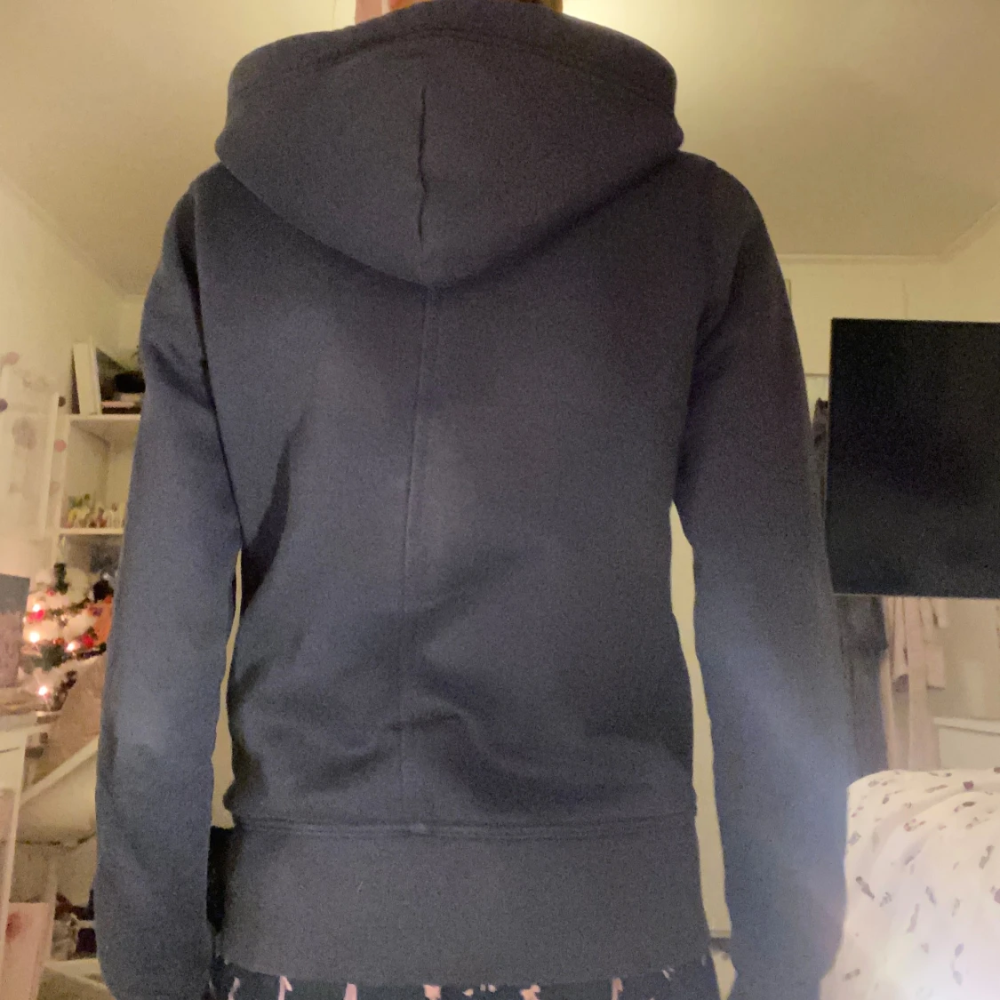 Snygg marinblå zip hoodie - 1