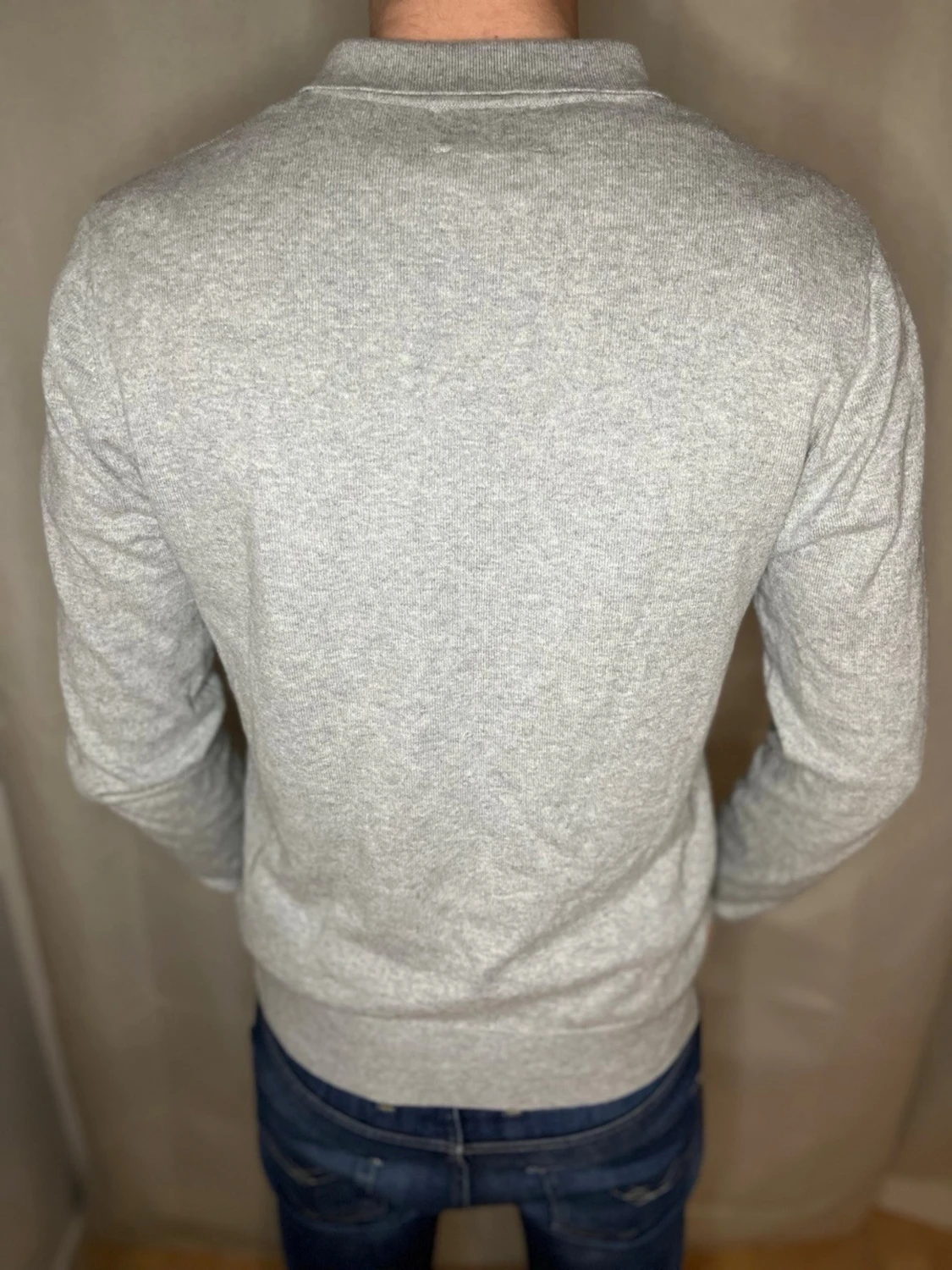 Grå half zip tröja med krage - 1