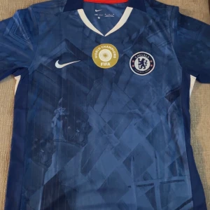 Chelsea Palmer 10 matchtröja Nike - Chelsea FC fotbollströja med Palmer 10 på ryggen, officiell Premier League-tryck. Blått geometriskt mönster, vita detaljer och inslag av rött vid kragen. FIFA World Champions-märke på bröstet, Chelsea-logga och Nike Swoosh. Tillverkad i lätt Dri-FIT-material.