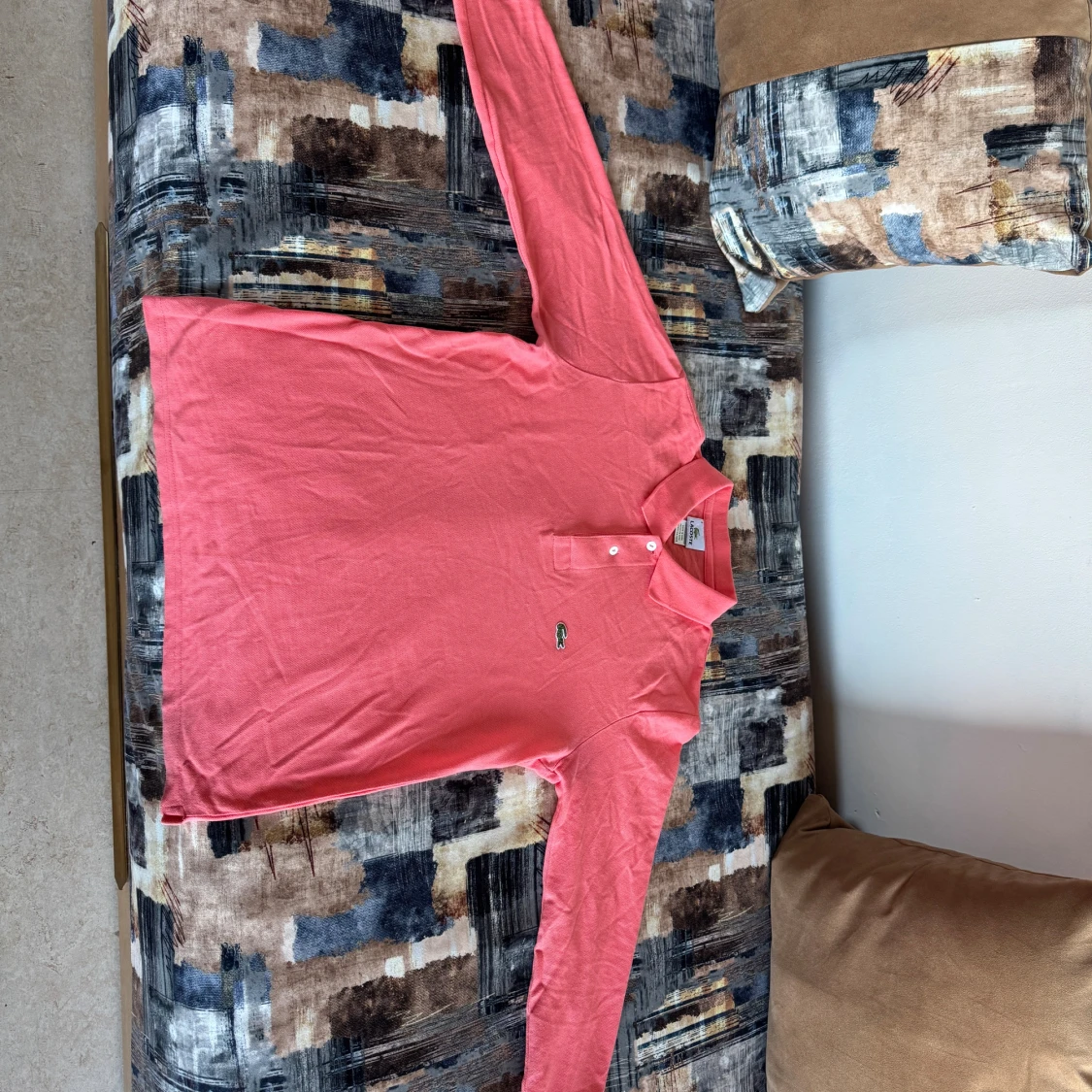 Rosa långärmad Lacoste pikéskjorta