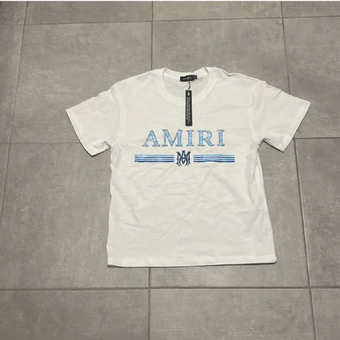 Vit Amiri t-shirt med blått tryck