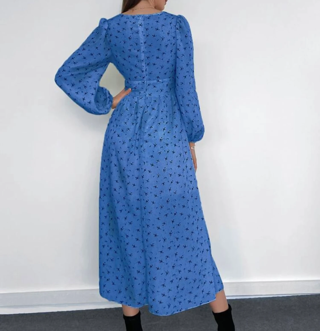 Blå blommig långklänning  - 2