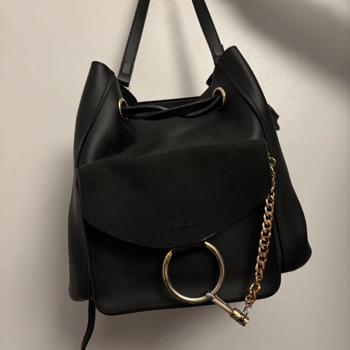 Svart ryggsäck från Chloé i skinn och mocka