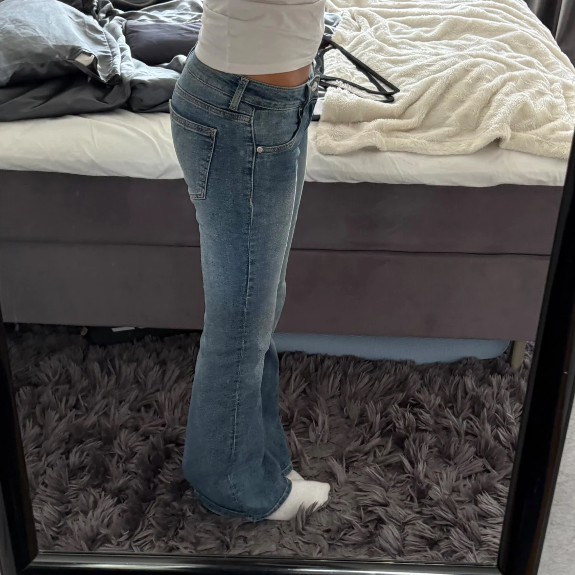 Blå bootcut jeans låg midja❤️ - 1