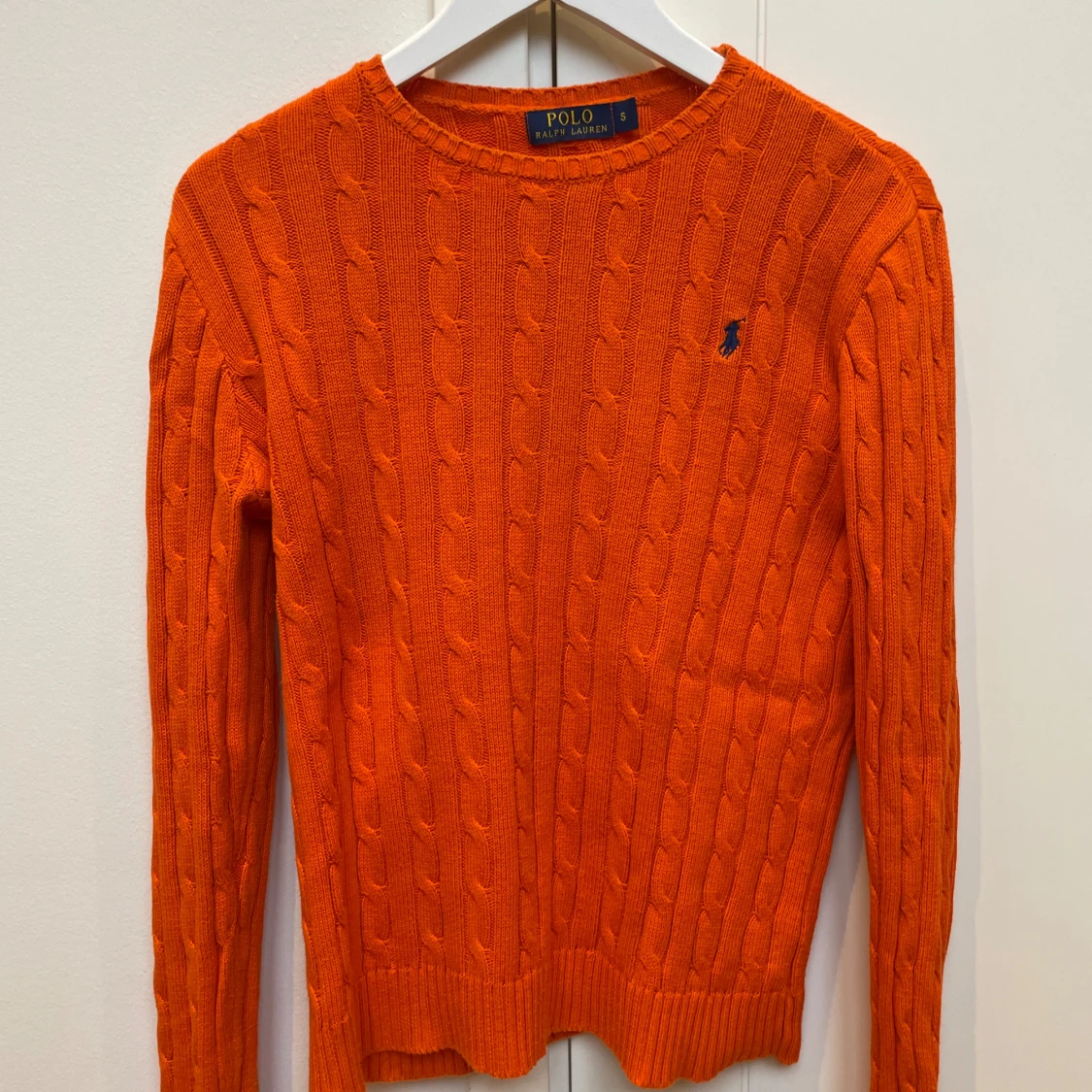Orange kabelstickad tröja Polo Ralph Lauren