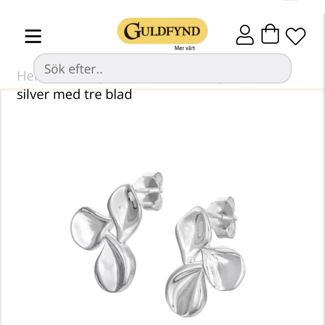 Guldfynd örhängen i silver med tre blad - 1