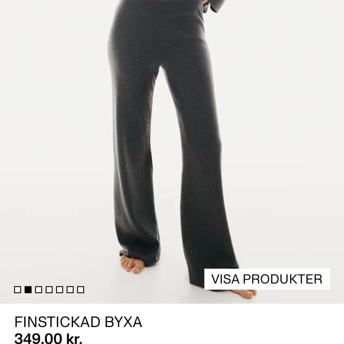 Mörkgrå stickade wide byxor