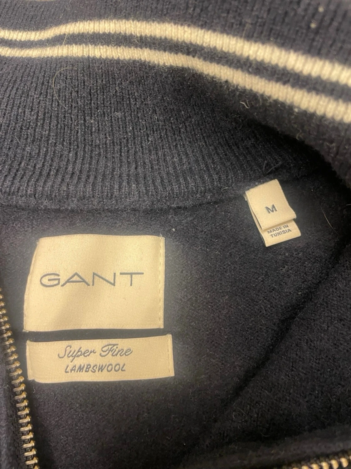 Mörkblå GANT half zip tröja i ull - 2