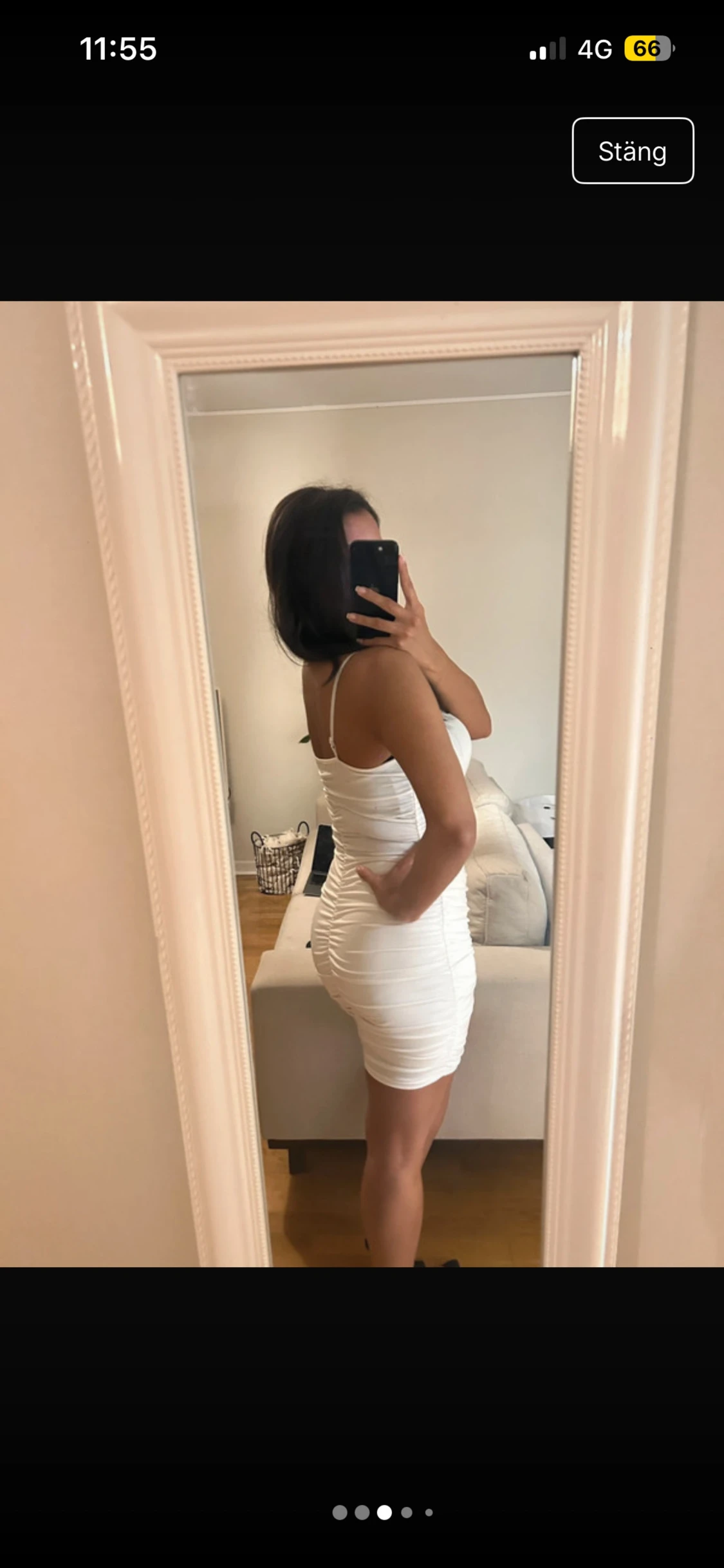 Vit tight kort klänning med smala axelband - 2