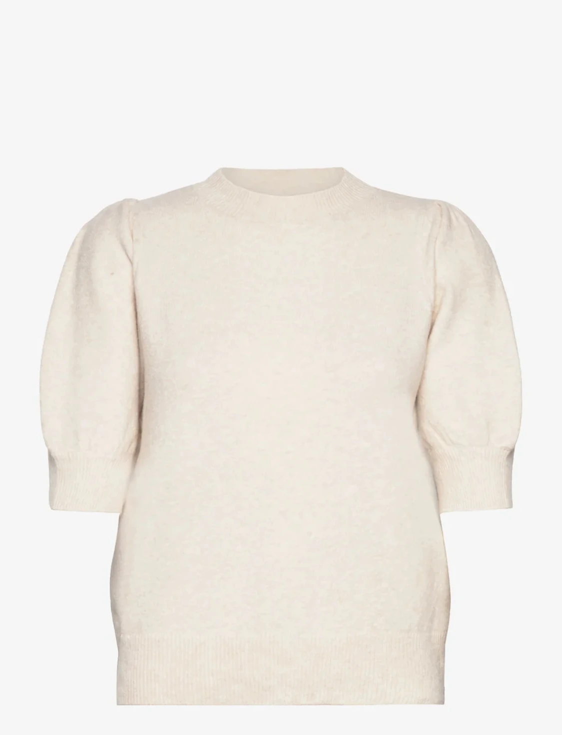 Vit stickad tröja med puffärm