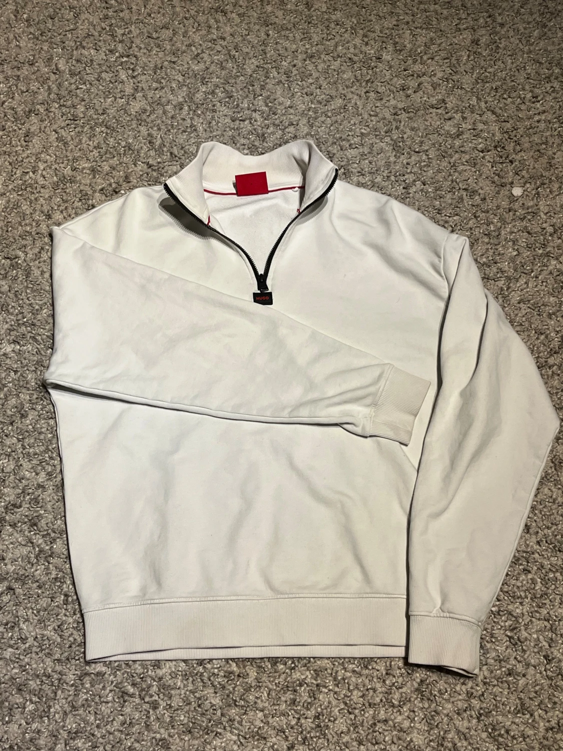 Vit half zip tröja från Hugo Boss
