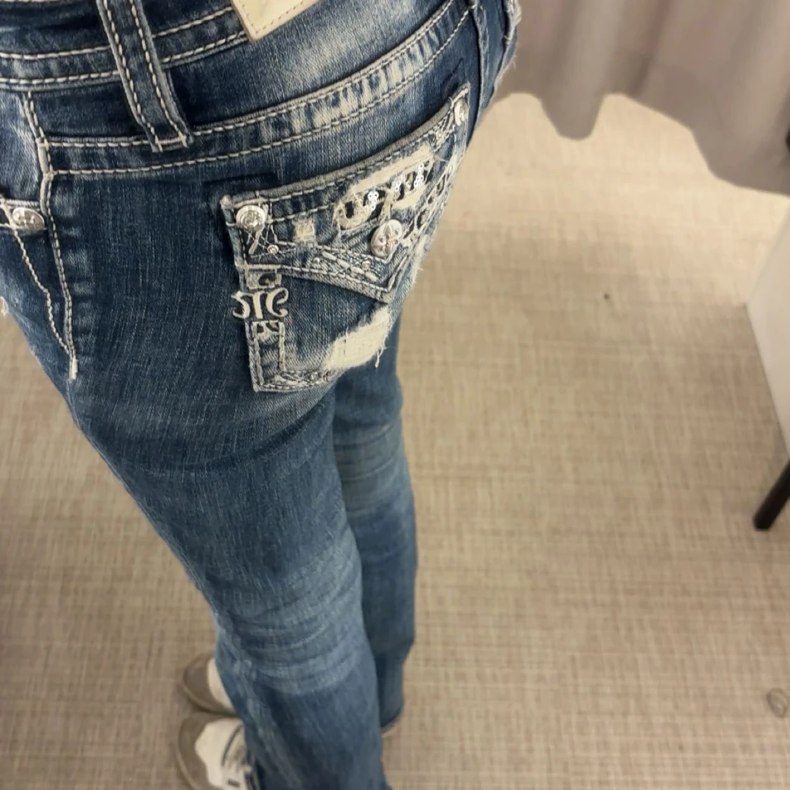 Miss Me blå bootcut jeans med detaljer - 1