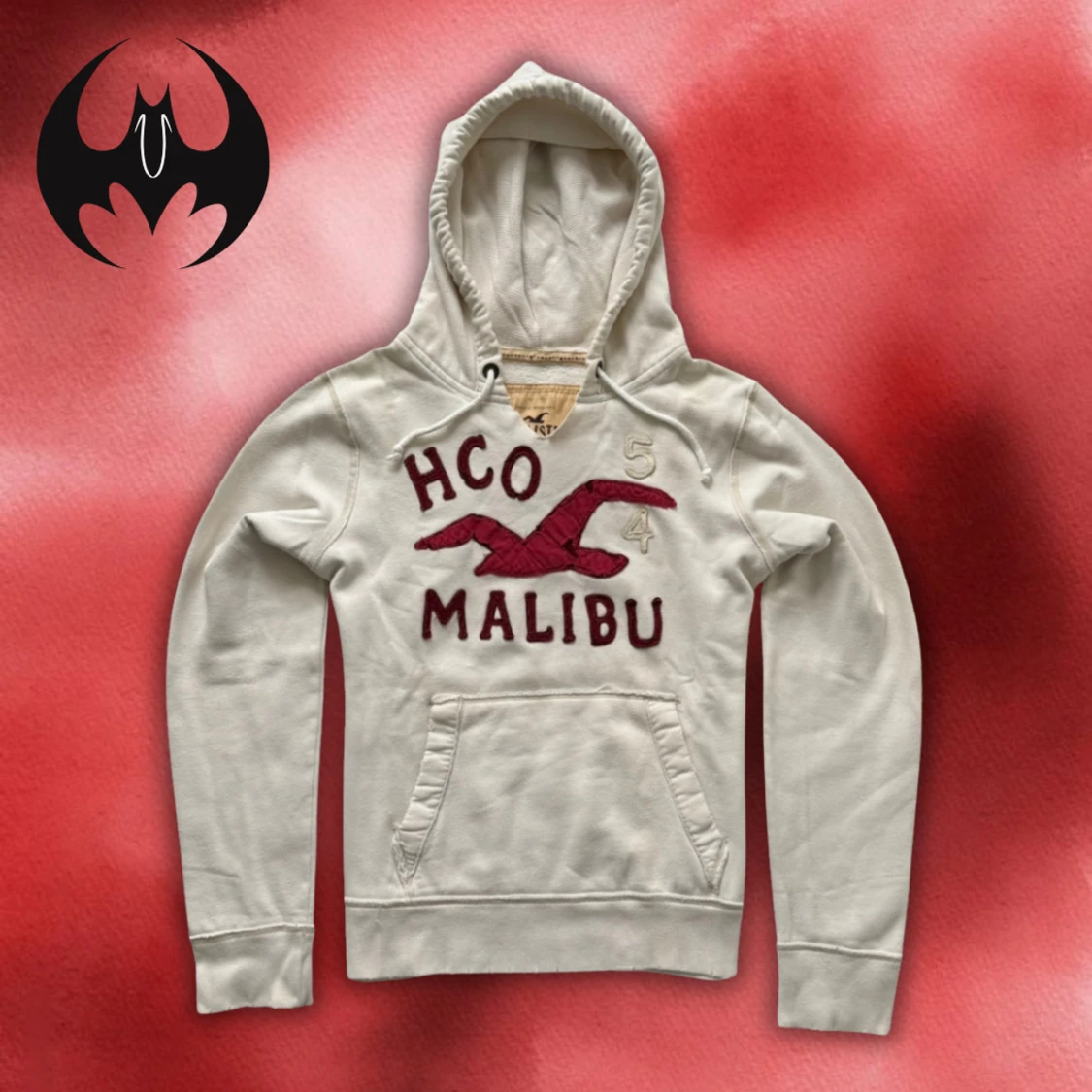 Vit hoodie hollister (sällsynt)