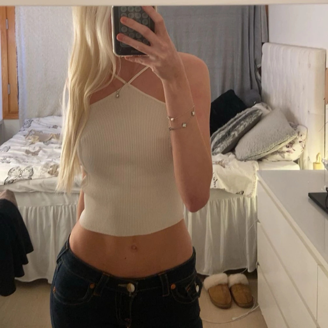 Vit ribbad linnetopp