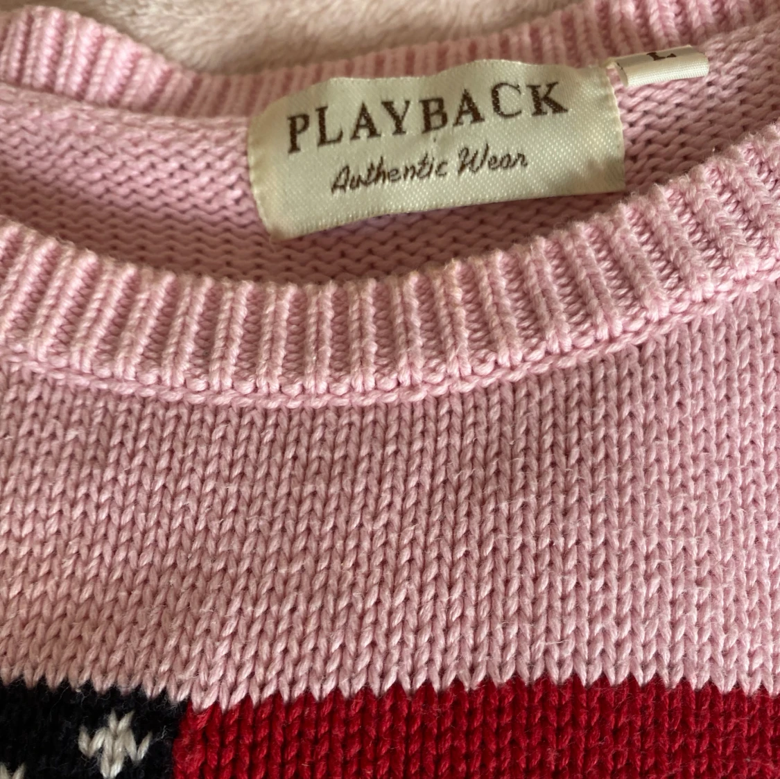 Rosa stickad tröja med USA-flagga - 3