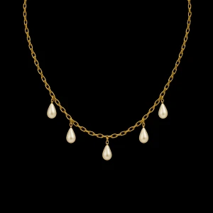 Guld halsband pärlor  - GRATIS GÅVA MED VARGE ORDER!! Supertrendig stockholmsstil tjejer, halsband guld. Vinter ring smycke. Gjord av stål, jag svarar och skickar alltid snabbt!