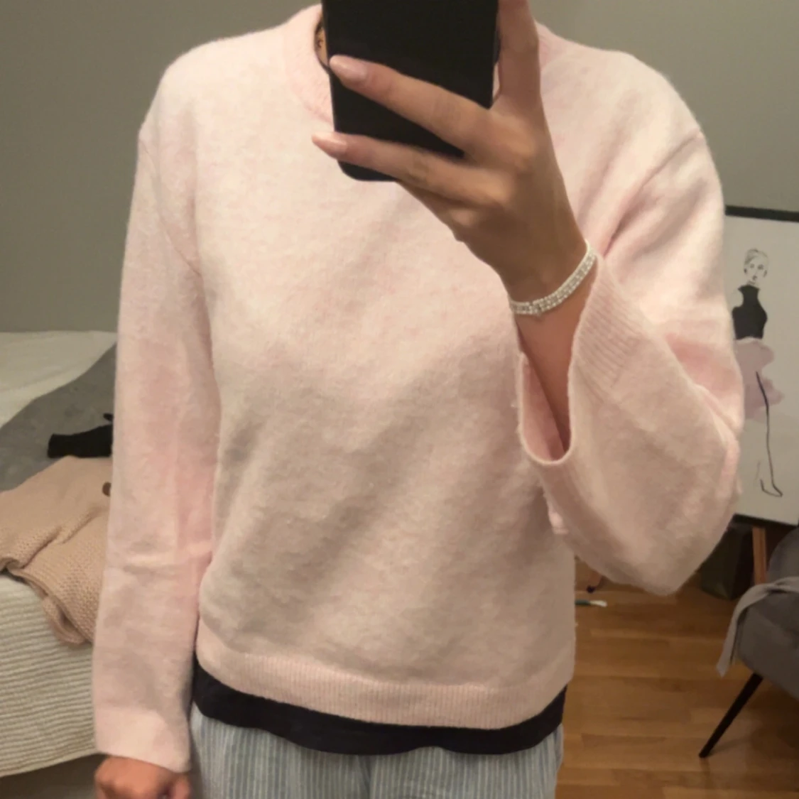 Ljusrosa stickad tröja