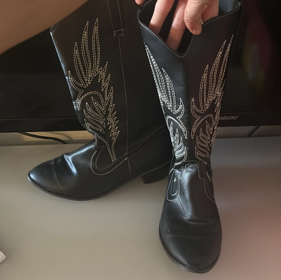 Svarta cowboy boots med mönster - 1