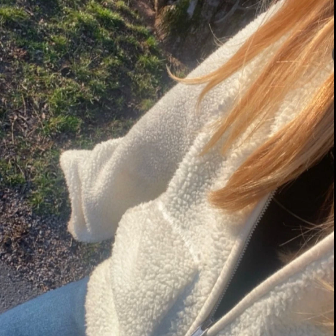 Vit teddyjacka med dragkedja - 1