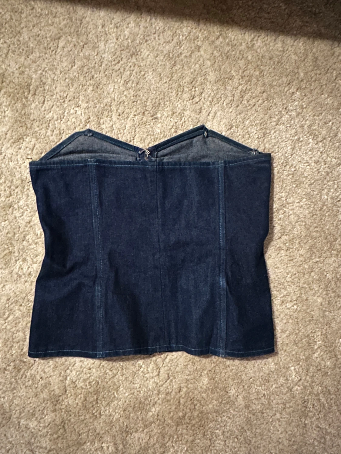 Mörkblå denim korsett-topp - 1