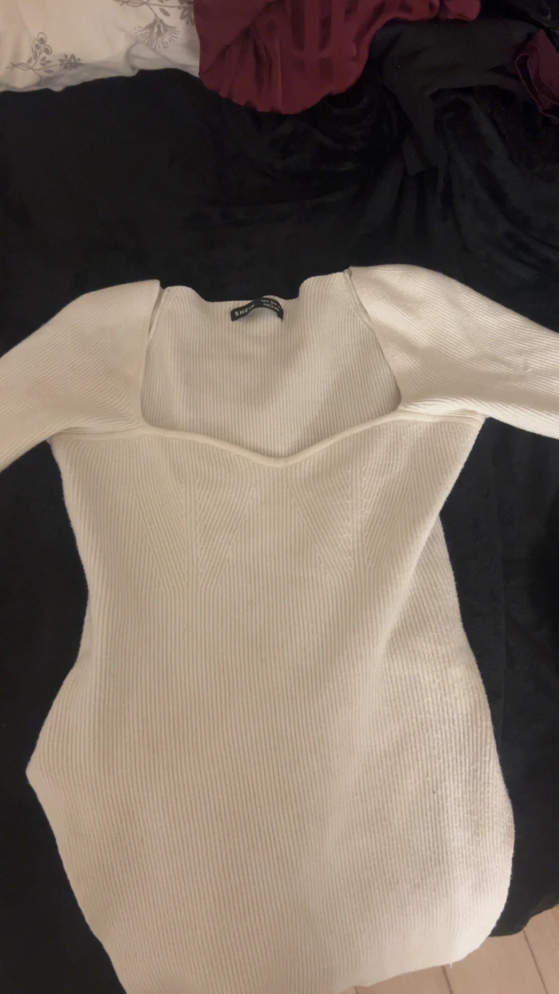 Vit ribbad klänning från SHEIN