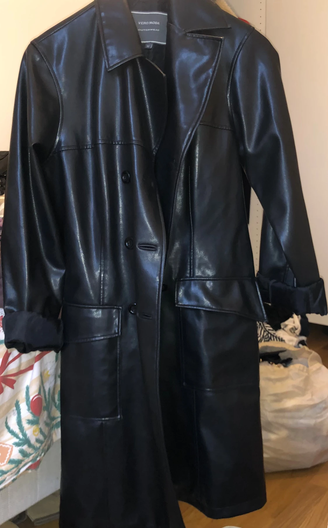 Svart skinn trenchcoat Vero Moda - 2