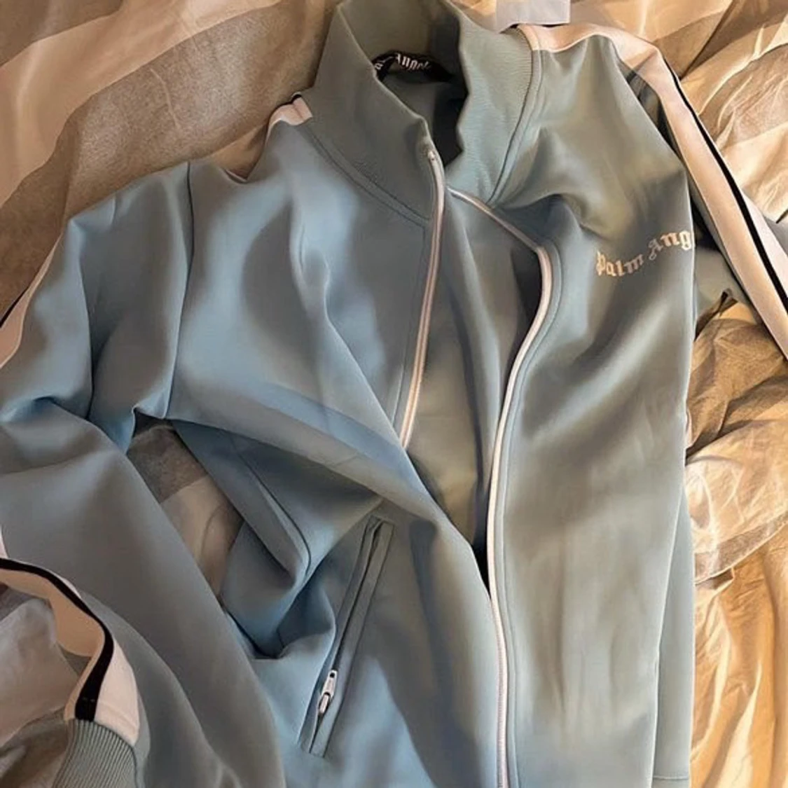 Palm Angels ljusblå zip hoodie - 1