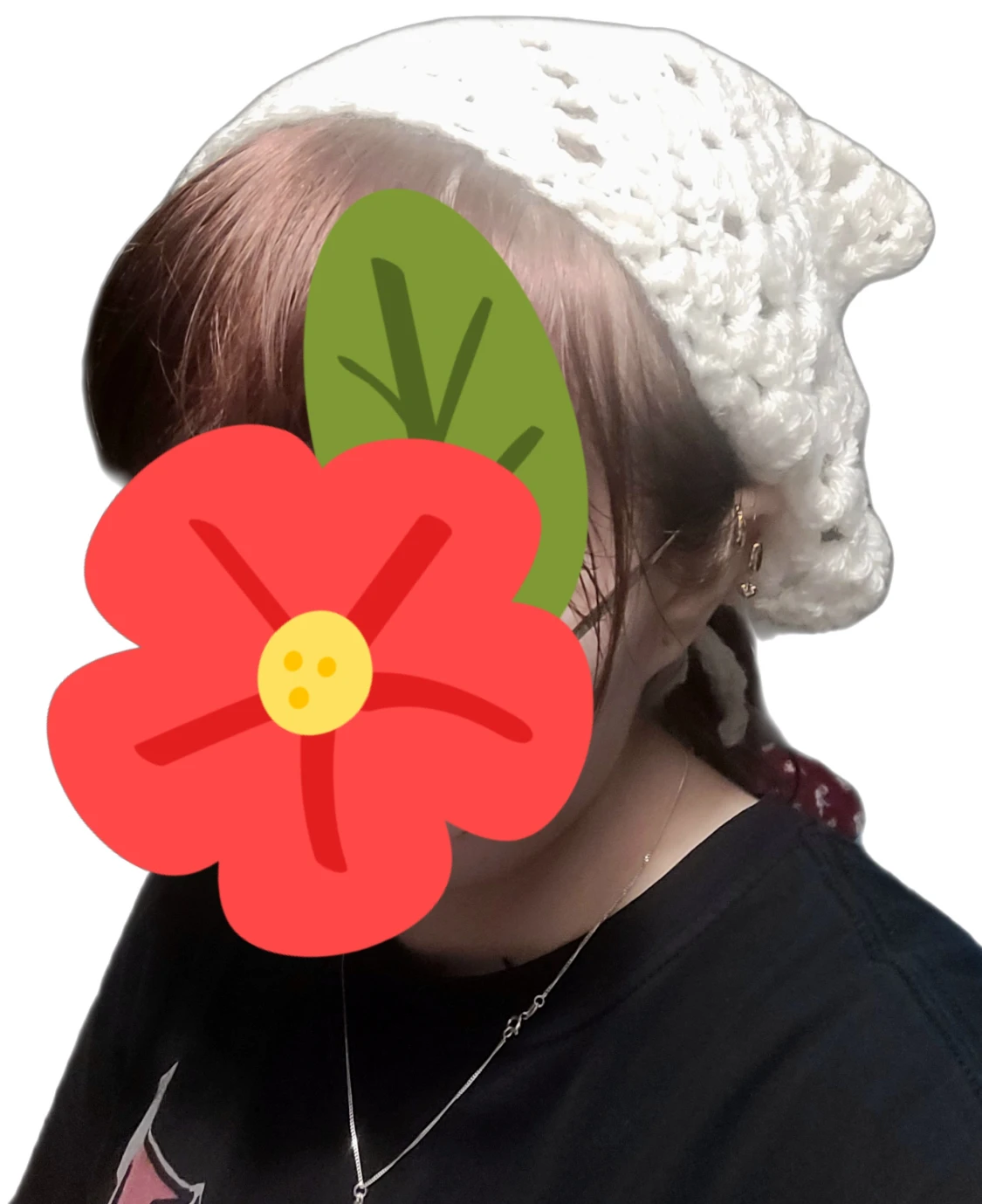 Handvirkad vit slouchy hårscarf