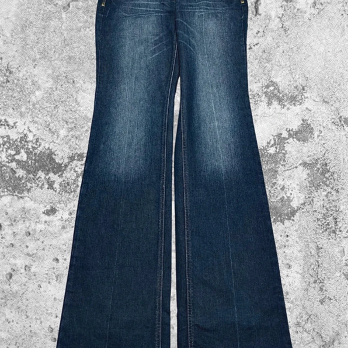 Blåa wide jeans med broderade fickor XL - 2