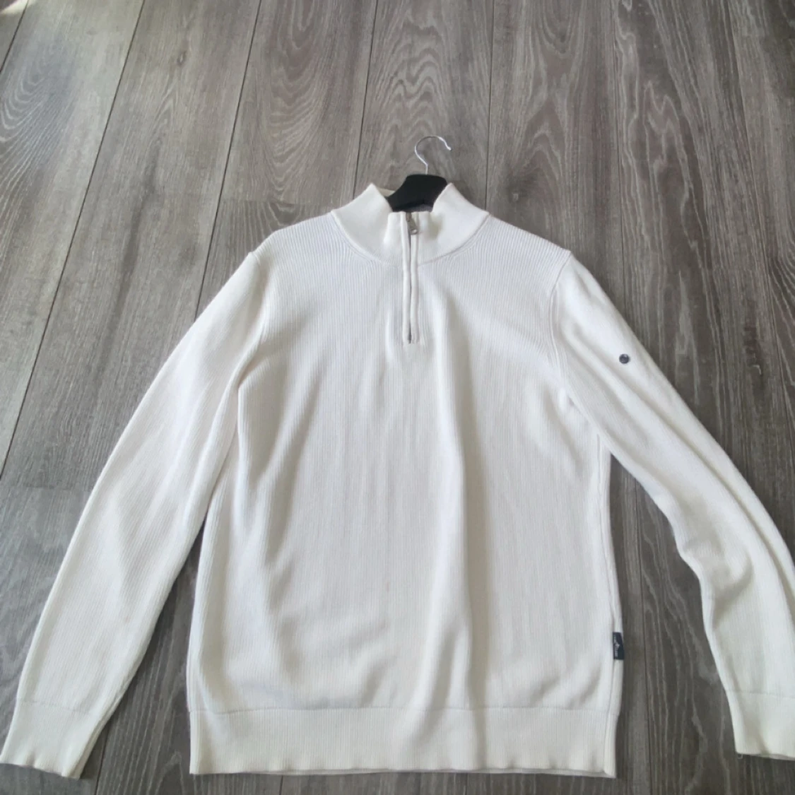 Vit stickad half zip från Stone Island