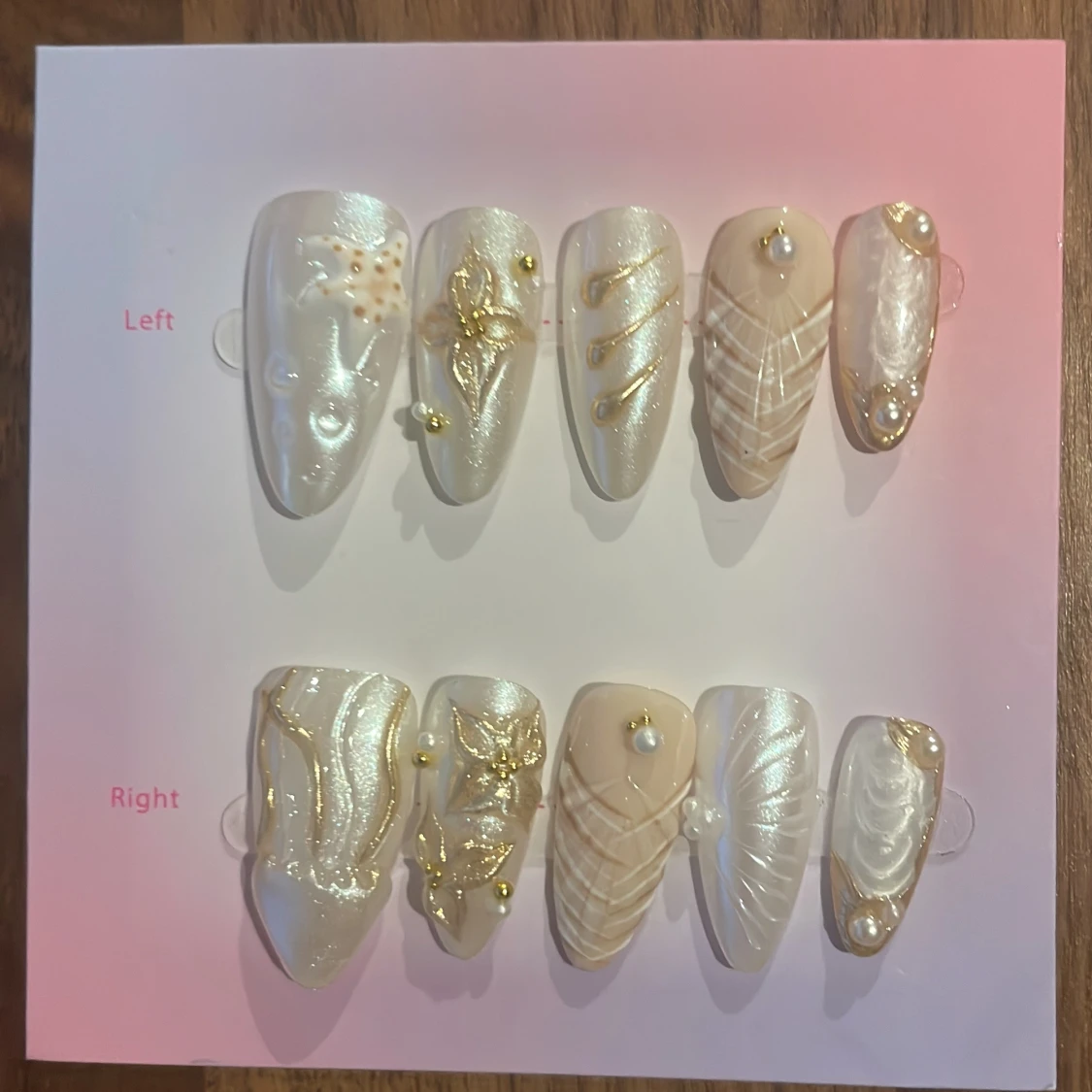 S - pärlemor press-on naglar - 1