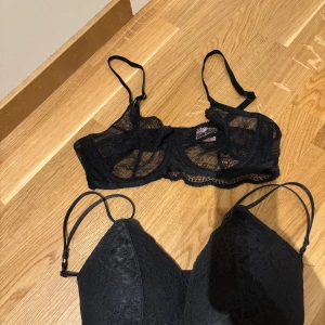 Svart spetsig BH - Jättefina båda, knappt använda alls! Den högst upp är hunkemöller och understa HM