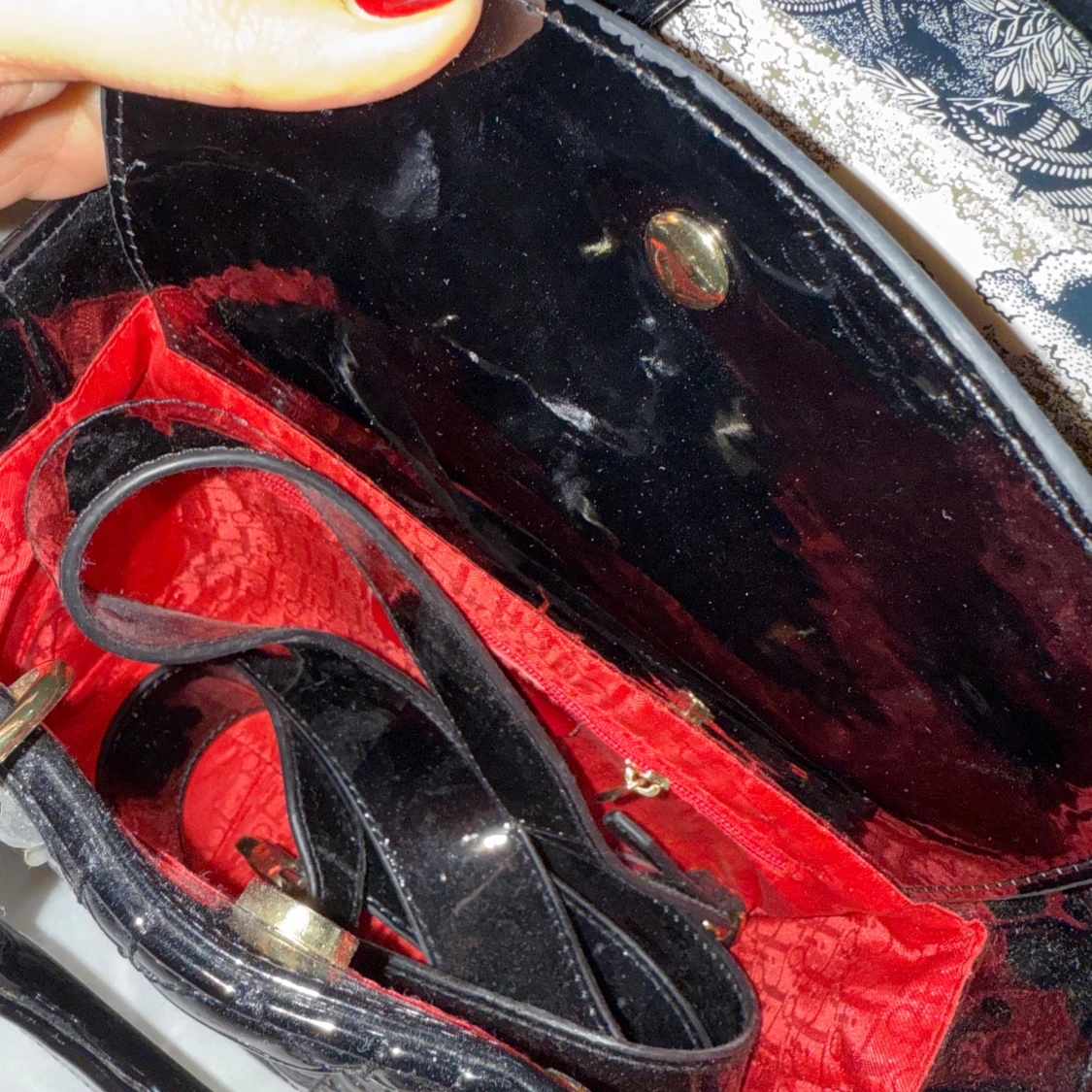 Svart Lady Dior handväska i lack - 2