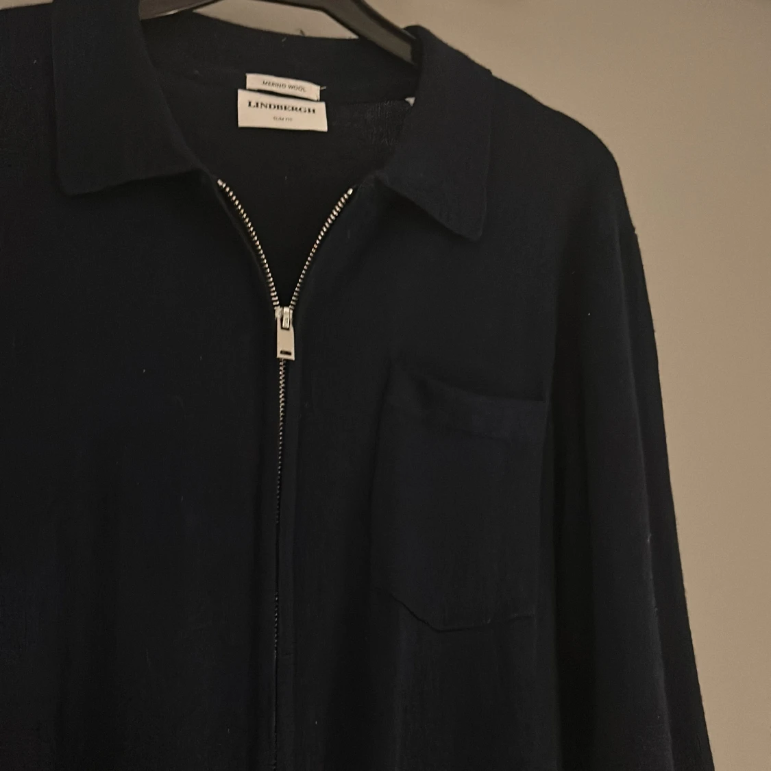 Mörkblå merinoull overshirt Lindbergh - 1