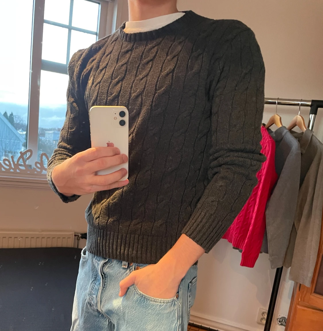 Grå kabelstickad tröja Polo Ralph Lauren