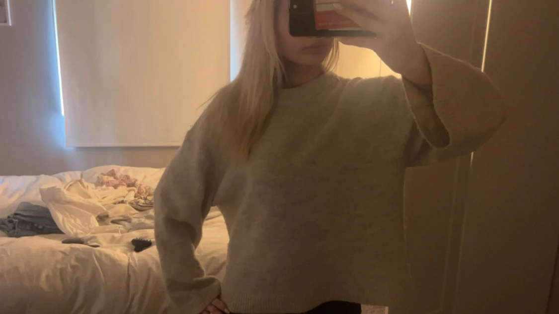 Beige stickad tröja - 1