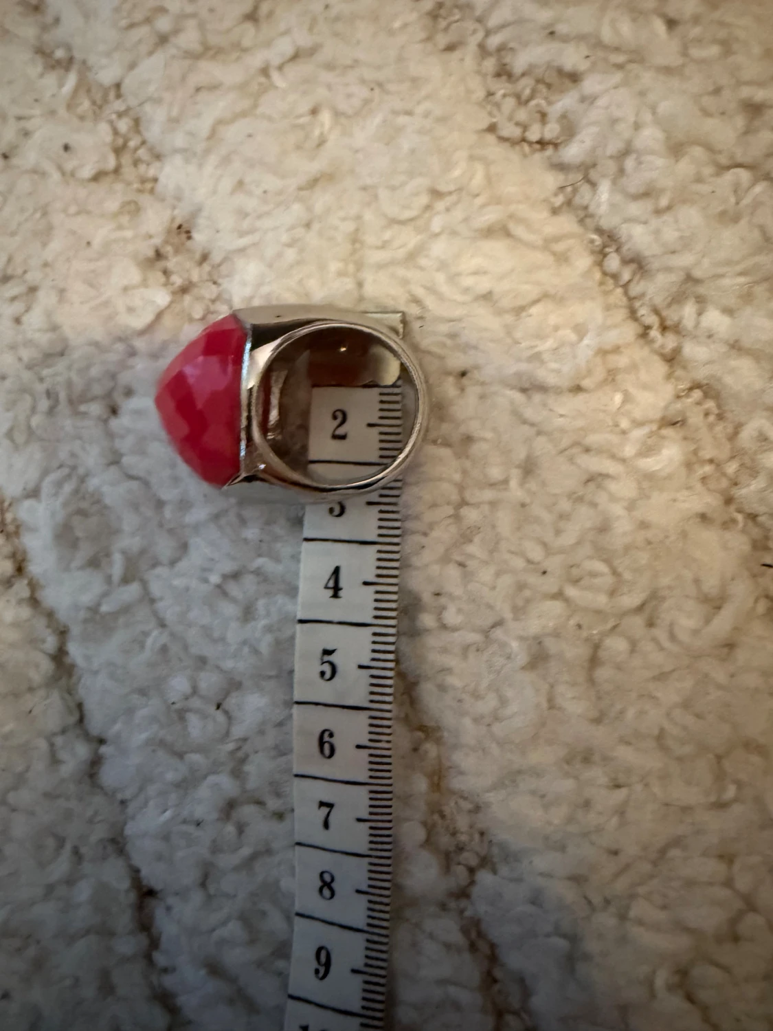 Stor silverring med rosa sten - 2