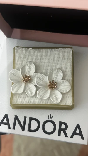 Vita blomörhängen  - Supersöta örhängen i form av vita blommor med guldfärgade detaljer i mitten. Perfekta för dig som vill ha en romantisk och unik accessoar som sticker ut. Blommorna har en snygg struktur och känns riktigt exklusiva.