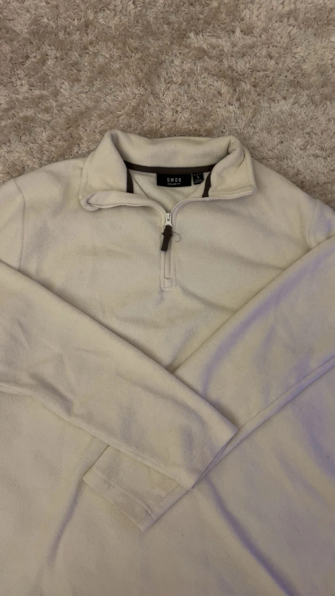 Vit fleece-tröja med half zip från SMOG